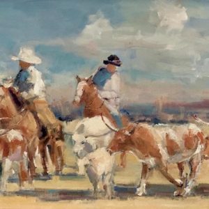 McMahon_Kathryn__Pack Up and Move Em Out_ oil_ 11X20jpg Kathryn McMahon
Pack Up and Move Em Out, Oil, 11” x 20”