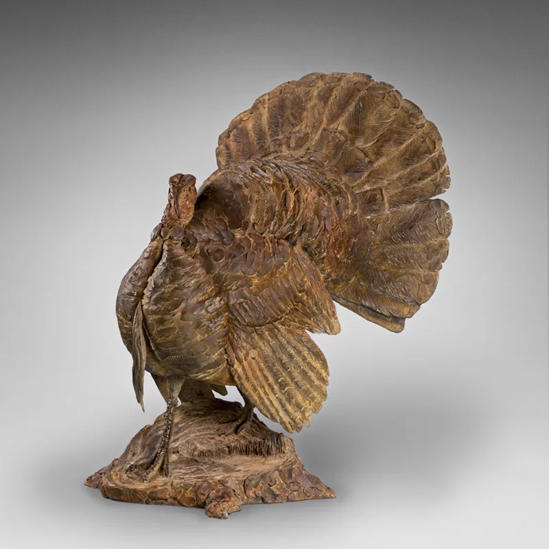 Bronze sculpture of a turkey